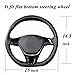 ZATOOTO D Shaped Steering Wheel Cover - Leather Flat Bottom Black Blue D Cutting Steering Wheel Cover Women's Men's Universal 15 Inch Breathable Massage Non Slip Design For Better Grip 131D Black Blue