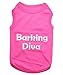 Parisian Pet Dog Tshirt - Embroidered “Barking Diva“ Girl Dog Clothes - Breathable and Lightweight Pet Vest - Sleeveless Pink Tee Shirts - Machine Washable Shirt for Medium Dogs - M