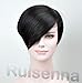 RUISENNA 100% Human Hair Short Wig for Black Women African American Pixie Wigs Black Straight Hair Wig With Side Bangs