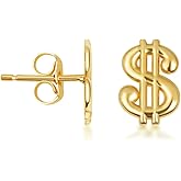 Claddagh Gold 10K & 14K Yellow Dollar Sign Money Stud Earrings