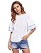 MakeMeChic Women's Layered Bell Sleeve Blouse Ruffle Short Sleeve Top White L