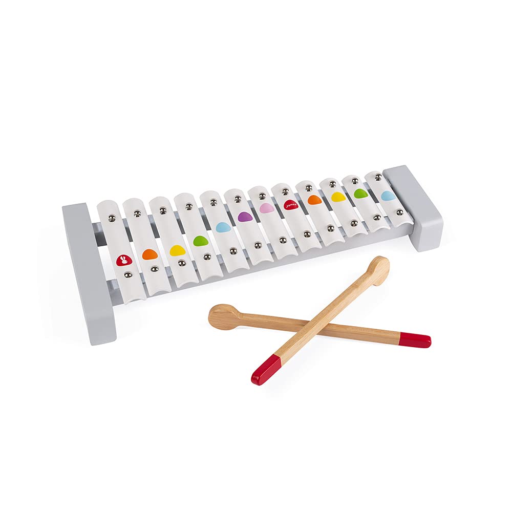 Janod - Confetti Wooden and Metal Xylo - Pretend Play and Musical Awakening Toy - from 2 Years Old, J07604