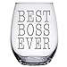 Shop4Ever Best Boss Ever Laser Engraved Stemless Wine Glass