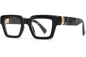 Breaksun Fashion Square Glasses for Women Men Blue Light Blocking Glasses Black Glasses Thick Frame Computer Eyewear (Black/F