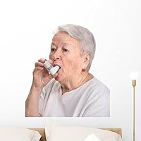Wallmonkeys Senior Woman with Asthma Wall Decal Peel and Stick Graphic (24 in H x 21 in W) WM335116