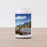 Ambesonne Yosemite Cola Can Shape Piggy Bank, Yosemite Merced River El Capitan Half Dome in California National Park Waterscape, Ceramic Cola Shaped Coin Box Money Bank for Cash Saving, Green Blue
