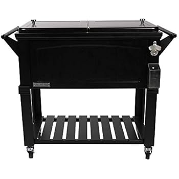 Permasteel PS-203F1-BLK-AM 80 Quart Portable Rolling Patio Cooler, Black