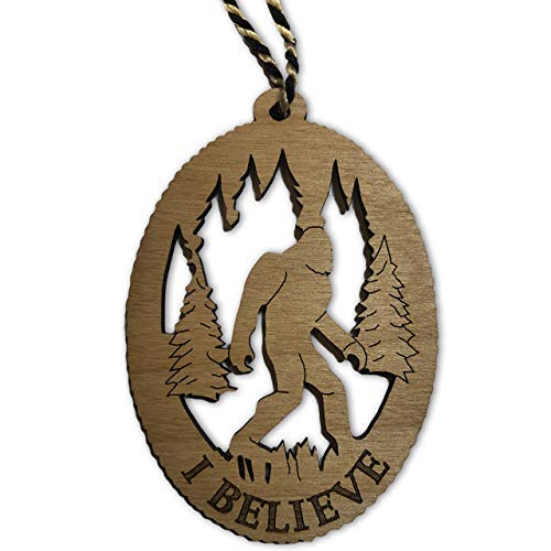 Jolette Designs Bigfoot Sasquatch Christmas Tree Ornament - USA Made Bigfoot Gifts - Top Original & Funny Gag Gift for The Yeti Lover - 3.5x2.5 Laser Cut Wooden Big Foot With Black & White Hanger Cord