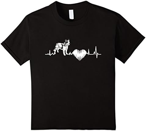 Kids Cattle Dog Shirt Australian Cattle Dog Heartbeat Shirt 10 Black