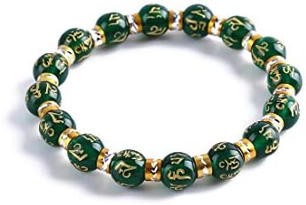 BOYULLFeng Shui Chrysoprase inscribed in Sanskrit Wealth Porsperity 10mm Bracelet , Attract Wealth and Good Luck, Deluxe Gift Box Included, 10MM, Chrysoprase