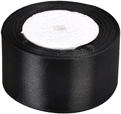 Vsolucky Satin Ribbon 50mm Width 25Yards Wedding Birthday Party Favors Art Crafts Sewing Gift Wrapping Decor (Black)