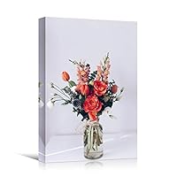 Canvas Wall Art Red Arrangement Bouquet Expressive Floral Multicolor Photography Romantics - 12x18 inches