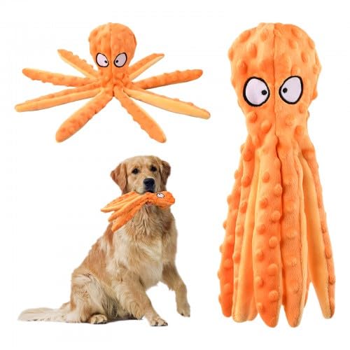 Shengxi Squeak Toys for Dogs Toys for Dogs Unfilled Safe Octopus Toys for Pets Octopus Plush Chew Toys with Ruffled Paper