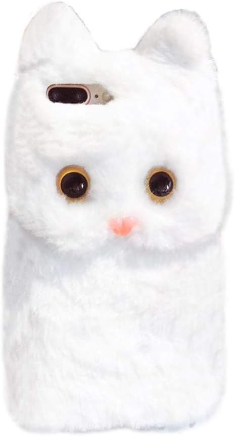 Mignon Oreille Chat Blanc En Peluche Doux Coque De Téléphone