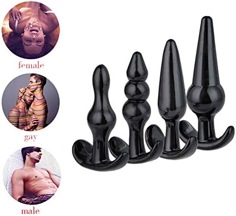 Beginner Anales Trainer for Women 4Pcs/Set Anales Trainer for Beginner Waterproof Amal Plug Kits with T-bar Base Black by Unkey