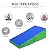 GYMAX Gymnastics Mat, Folding Incline Cheese Wedge Mat with Waterproof Detachable Leather & Carry Handle, Easy to Clean 48‘’ x 24’’ Tumbling Mat for Exercise, Yoga, Kids Home Gym Fitness (Blue+Green)