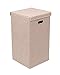 BirdRock Home Single Laundry Hamper with Lid and Removable Liner | Linen | Easily Transport Laundry | Foldable Hamper | Cut Out Handles