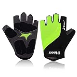 Trideer UltraLight Cycling Gloves (Half Finger) – Breathable Lycra & Anti-Slip Shock - Absorbing Silica Gel Grip, Mountain Road Bike Gloves Men/Women (Grey&Black&Neon Yellow, M (Fits 7.0-8.0 inches))