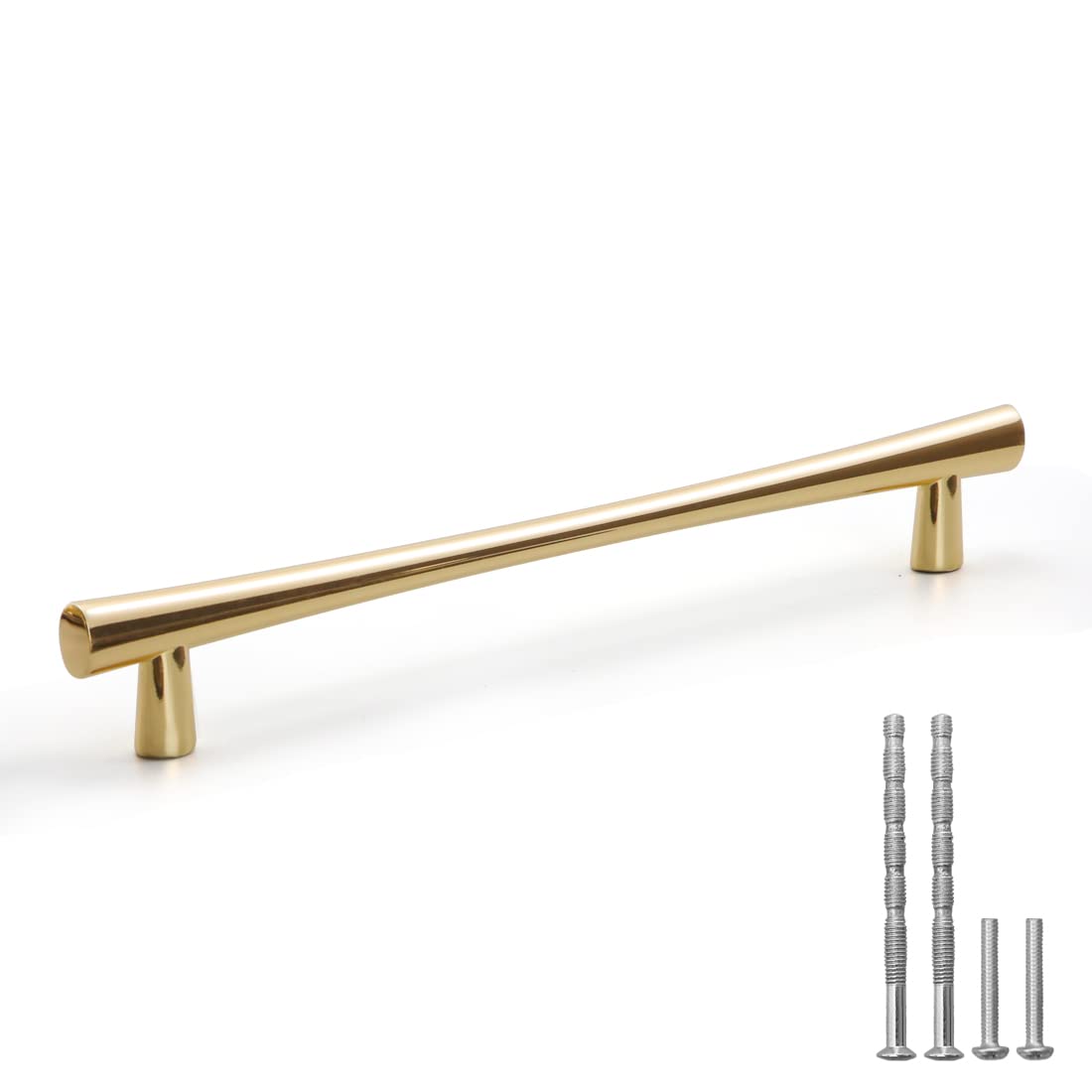 YAGU Modern Cabinet Pulls ,10 Pack Bright Gold 7.5 Inch Hole Center ,Kitchen Drawer Handles Zinc Alloy Hardware for Bathroom Cupboard Bedroom Dresser, 9.1 Inch Overall