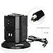 Power Strip Tower,SAFEMORE 6 Outlets Surge Protector with 4 USB(5V/4.2A/21W),Desktop Charging Station with 6.5ft Cord,1050J,Overload Protection,Widely Spaced Outlets Tower Socket for Office(Black)