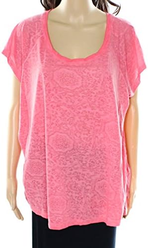 Dantelle Desert Rose Womens Plus Floral Print Knit Top Pink 1X