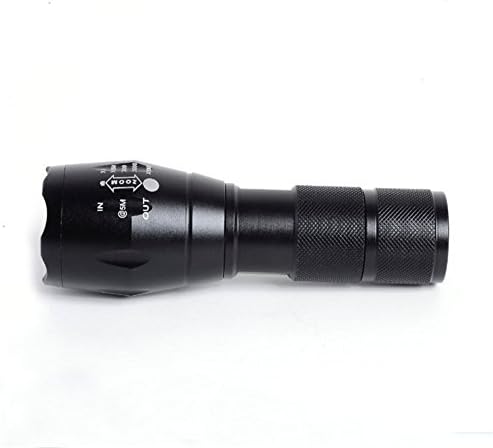 Wotesport T6 Portable Ultra Bright Handheld LED Flashlight with Adjustable Focus and 5 Light Modes, Outdoor Water Resistant Torch, Powered Tactical Flashlight for Camping Hiking etc