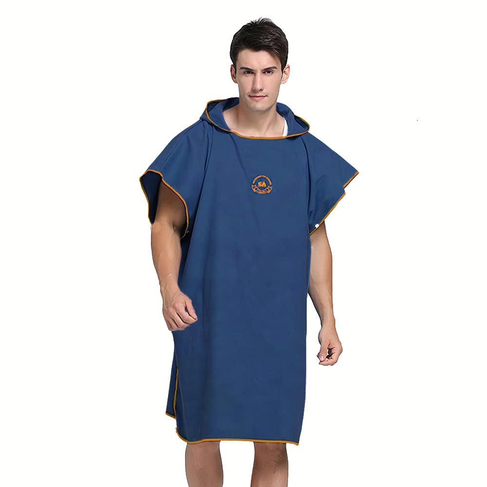 ele ELEOPTION Beach Poncho Towel - Deluxe Microfiber Surf Robe with Hood - Compact, Quick-Dry, Change Anywhere - Perfect for Surf, Beach Trips, Holidays, and Outdoor Adventure (One Size, Navy Blue)