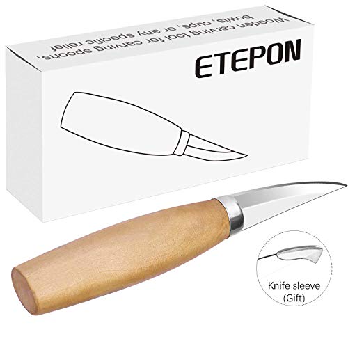 ETEPON Wood Carving Knife Whittling Sloyd Caving Knife Tools with Knife Sleeve,2.3 Inch for Wood Working ET011 - Thumbnail 6