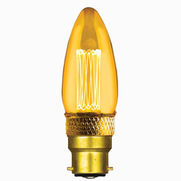 Status Filament LED Bulbs [Pack of 1] Type:Candle (Extra Warm White 1800k) 2w / Non-Dimmable/Cap: B22 / Golden Antique Finish / 15000 Hours/Multipack [2SRLCBC1PKB12]