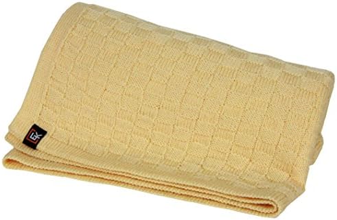 EVOLUTION KNITWEAR 100% Superfine Merino Wool Knit Baby Blanket for Girls & Boys (Chamoise)
