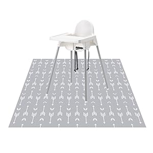 51″ Splat Mat for Under High Chair/Arts/Crafts, WOMUMON Baby Washable Spill Mat Waterproof Anti-Slip Floor Splash Mat, Portable Play Mat and Table Cloth (Arrow, 51″)