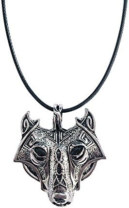 Head of Wolf Pendant Necklace Amulet of Viking Runes Head of Wolf Jewelry by Alchemy Gothic Style Unisex