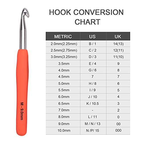 Crochet Hooks Set,14 PCS Ergonomic Soft Grip Handles Knitting Needles Kit with Case for Arthritic Hands,2mm-10mm Extra Long Knit Needles Weave Yarn Set, Best Christmas Gift for Women Kids