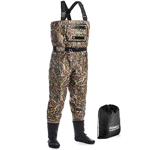 Foxelli Breathable Chest Waders Camo Fly Fishing Waders for Men