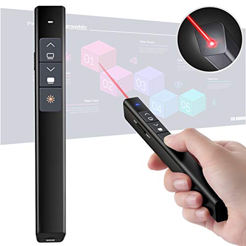 Yantop Wireless Presenter, 2.4GHz PowerPoint PPT Clicker, 98-ft Wireless Range Presenter Presentation Remote Control, Presentation Pointer Red（power＜1mW）with Anti-Lost Magnetic Mini USB Receiver - Thumbnail 2