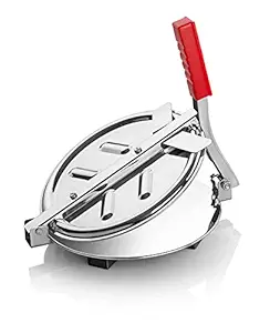Aadhya Enterprise Stainless Steel Puri Maker Press Machine with Handle, Manual Stainless Steel Roti Press, Papad/Khakhra/Chapati Maker | 7.5 Inch Size | Large