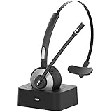 Trucker Bluetooth Headset,Willful Wireless Headset with Microphone,Charging Station,Noise Cancelling Clear Sound,Mute Button,Phone Headset for Car Truck Driver Call Center Office