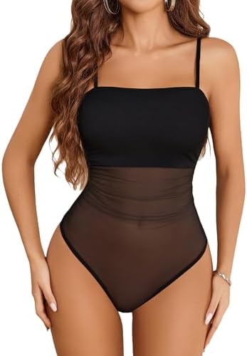 Amazon.com: BFONS Sheer Mesh Top See Through Leotard Jumpsuit