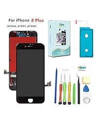 Kit completo de reparación de pantalla LCD para iPhone 8 Plus de 5,5 pulgadas Pantalla LCD táctil digitalizador marco de repuesto de montaje completo con cristal templado, herramientas de reparación e instrucciones, 5.5 pulgadas