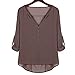 SEENSUN Women's Casual Chiffon Button Tops Deep V-Neck Blouses Shirts