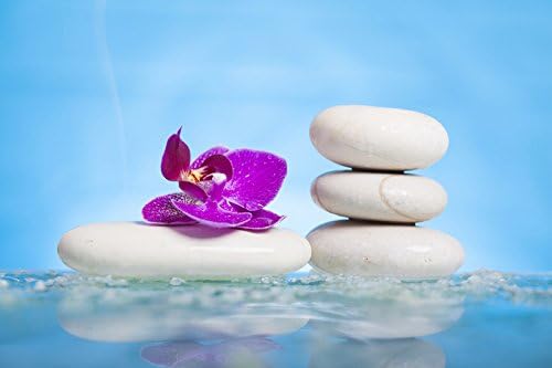Papillon Super Absorbent Bathroom mat-60x40 cms 'White Stones with Flower', polyester, Multi-Colour