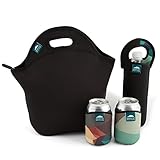 Nordic by Nature Extra Big Insulated Large Neoprene Lunch Bag Set: Tote+Bottle Cooler+2 Can Insulators | 13,5