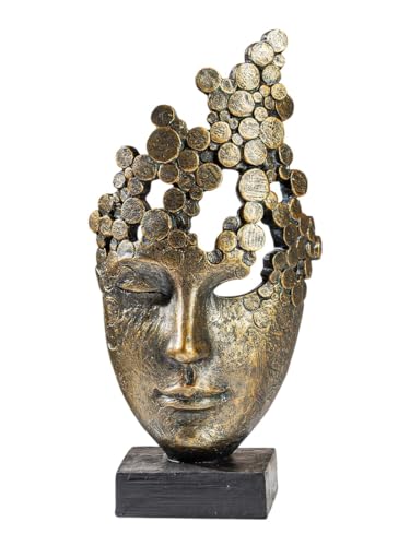 Casablanca Decorative Figure Sculpture Women Face Mask - Decorative Figure Face Mask Made of Resin Colour: Bronze - Decoration Gift Birthday Height 31.5 cm
