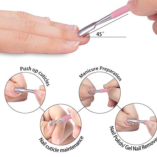 Cuticle Trimmer with Cuticle Pusher - Ejiubas Pink Cuticle Nipper Stainless Steel Nail Clipper Cutter Dead Skin Remover Scissor Manicure Pedicure Tools