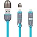 Cablex 2Pack 3FT Retractable Charge and Sync 2-in-1 Cable with Lightning & Micro USB Connectors for iPhone, iPad, iPod Touch/Nano, Android, Samsung/HTC/blackberry/ Motorola/Sony & more (Blue)