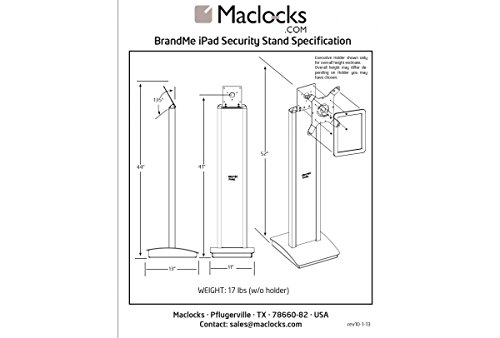 Maclocks 140B213EXENB Executive Enclosure Kiosk with BrandMe Floor Stand for iPad 2/3/4, iPad Air, iPad Air 2, Pro 9.7, iPad 9.7 (Black)