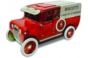 AMARETTI DEL CHIOSTRO AUTENTICI PROVVEDITORI DELLA R. CASA Amaretti Del Chiostro Di Saronno Italian Amaretti Cookies - Crunchy Almond Cookies for Tea & Gifting, Individually Wrapped, Red Truck Tin, Authentic Italian Biscuits, 3.5 oz