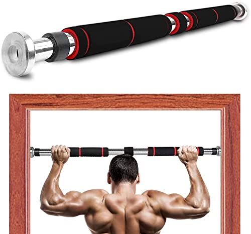 Nyganmelloz Doorway Pull Up Bar with No Screw Installation,Chrome Steel Pull Up Adjustable Gym Bar With Cushioned Grip (83-130 Cm)