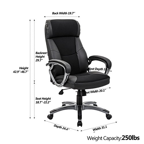 KADIRYA High Back Leather & Fabric Office Chair with Adjustable Tilt