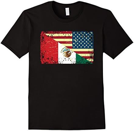 Mens Mexico Shirt Vintage Mexican America Flag Shirt 3XL Black